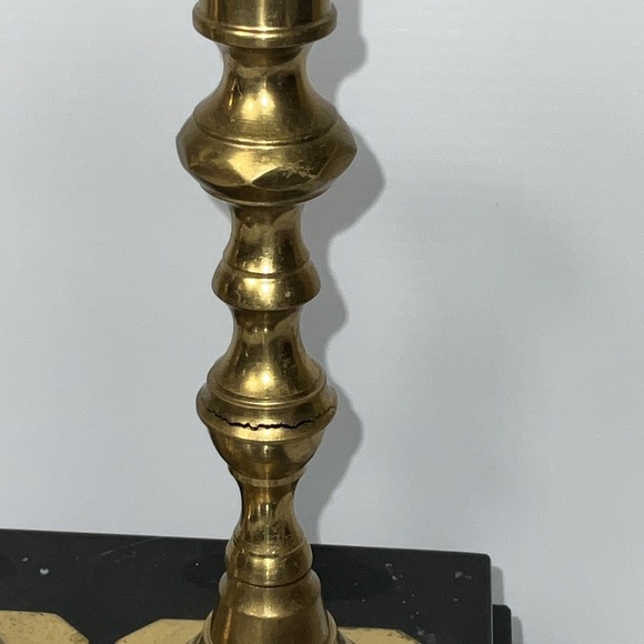 Andrea By Sadek Vintage Solid Brass Taper Candleholders Set Of 2 - Picture 8 of 12